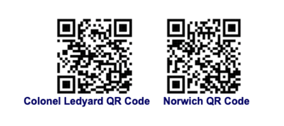 QR codes for Colonel Ledyard Toastmasters and Norwich Toastmasters (both in Connecticut, USA)