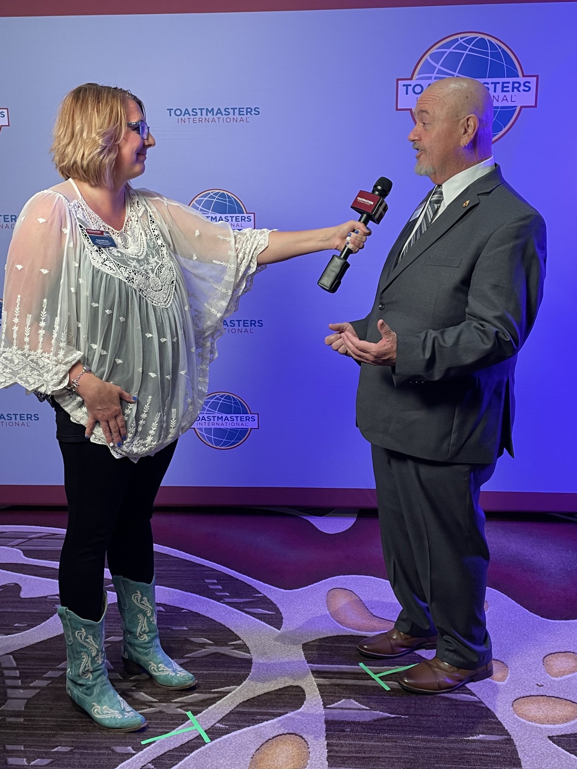 Kristi Yablonski interviews John J. Hogan, D53 Distict Director, in Nashville during the International Convention, 19 August 2022